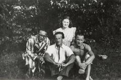 Hungary, János Kádár (first line on the right) with friends. János Kádár politician, was a Hungarian Communist leader and the General Secretary of the Hungarian Socialist Workers' Party, a position he held for 32 years. , 1950, Éva Barta-Liener, [object Object], [object Object], [object Object], Dokuforte #1185