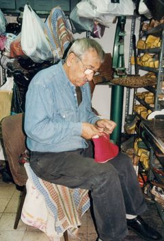 Israel, Dizengoff street, in the shoe manufacturing studio, 1995, גלית ששון וידמן, [object Object], [object Object], [object Object], [object Object], Dokuforte #1090