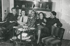 Hungary, Party at Plachy Vili's
Plachy Vili in a striped robe., 1940, Róbert Róna, [object Object], Dokuforte #417