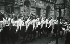 Hungary, Schoolgirls go to celebrate 1st of May, 1959, Éva Barta-Liener, [object Object], [object Object], [object Object], Dokuforte #1194