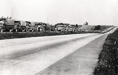 Germany, Reichsautobahn.
The Reichsautobahn system was the beginning of the German autobahns under Nazi Germany. There had been previous plans for controlled-access highways in Germany under the Weimar Republic, and two had been constructed, but work had yet to start on long-distance highways, 1945, Yehudit Adel Sholdos, [object Object], [object Object], [object Object], Dokuforte #2673