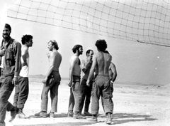 Israel, The reconnaissance company during a company sports activity, in a volleyball game: with his back to the camera – Shaul the platoon commander – Gershon – Dany – Eldad.
With cooperation of Nadav Mann / Bitmuna, 1973, Dany Benshalom, Dany Benshalom, [object Object], [object Object], [object Object], [object Object], [object Object], [object Object], [object Object], [object Object], Dokuforte #3055