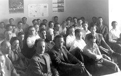 Czechoslovak Republic, Hebrew Seminar of the HaHalutz Movement. 
Rafi is seen (1), and to his left is Chava Goldstein (2).

With cooperation of Nadav Mann / Bitmuna, 1939, Dany Benshalom, Rafi Benshalom, [object Object], [object Object], [object Object], Dokuforte #3209