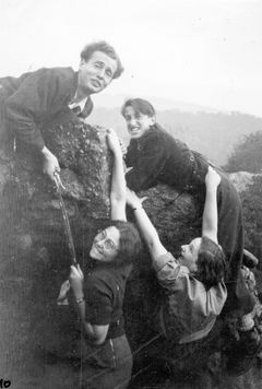 Czechoslovak Republic, Scenes from the training of the Hashomer Hatzair - on the right, Shlomo Weil and Tzvi Berniv staging a "climber" (according to Efrat, his daughter).
In Slovakia.

With cooperation of Nadav Mann / Bitmuna, 1938, Dany Benshalom, Rafi Benshalom, [object Object], [object Object], [object Object], [object Object], [object Object], Dokuforte #3313