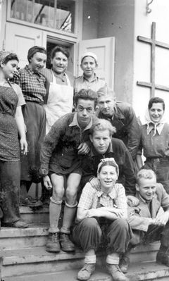 Protectorate of Bohemia and Moravia, Rafi's mother, in the kitchen staff during the training, is to the left of Arna/Motya Leviah Eisler.

With cooperation of Nadav Mann / Bitmuna, 1943, Dany Benshalom, Rafi Benshalom, [object Object], [object Object], [object Object], Dokuforte #3372