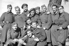 Protectorate of Bohemia and Moravia, Members of "Kibbutz Elmonim" in the uniforms of the Sixth Battalion.

With cooperation of Nadav Mann / Bitmuna, 1943, Dany Benshalom, Rafi Benshalom, [object Object], [object Object], [object Object], [object Object], Dokuforte #3364