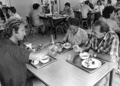 Israel, Rafi, Tamar, and their eldest son Dany in the old dining hall (the section called "Ha'Azara") at Ha'ogen. Chana Harel, Avital Zakai, Gad Vilman, Tova Mishiakh, Sarah Tamir, and Annie Guterman.

With cooperation of Nadav Mann / Bitmuna, 1966, Dany Benshalom, Rafi Benshalom, [object Object], [object Object], [object Object], Dokuforte #3634