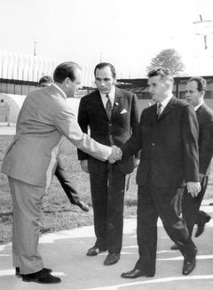 Romania, Rafi, the first ambassador to Romania, receiving Ceaușescu at an Israeli exhibition in Bucharest.

With cooperation of Nadav Mann / Bitmuna, 1970, Dany Benshalom, Rafi Benshalom, [object Object], [object Object], [object Object], [object Object], Dokuforte #3642