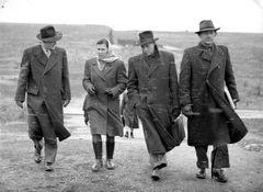 Czechoslovakia, From the left: Rafi Benshalom, Czech official escort for the visit, Yaakov Arden, representative of Hashomer Hatzair in Czechoslovakia, and an unidentified local.

With cooperation of Nadav Mann / Bitmuna, 1950, Dany Benshalom, Rafi Benshalom, [object Object], [object Object], [object Object], [object Object], [object Object], Dokuforte #3550