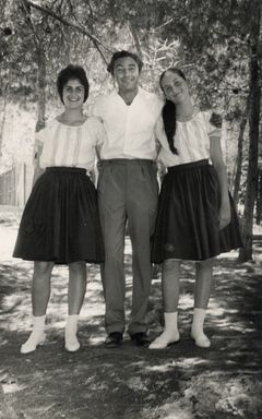 Israel, Sarah (on the right) in 8th grade with the teacher and her classmate, 1960, Shmuel Brenner, [object Object], [object Object], Dokuforte #4765