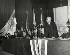 Hungary, Zionist Assembly. Mózes Bisseliches speaks., 1947, Agi Bar Sela, [object Object], [object Object], Dokuforte #4799
